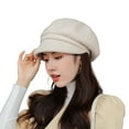 thumbnail image 5 of Naierhg Beanie Women Octagonal Hat Vintage Short Brim Solid Color Washable Lightweight Keep Warm Painter Artist Lightweight Women Beret for StudentGrey, 5 of 8