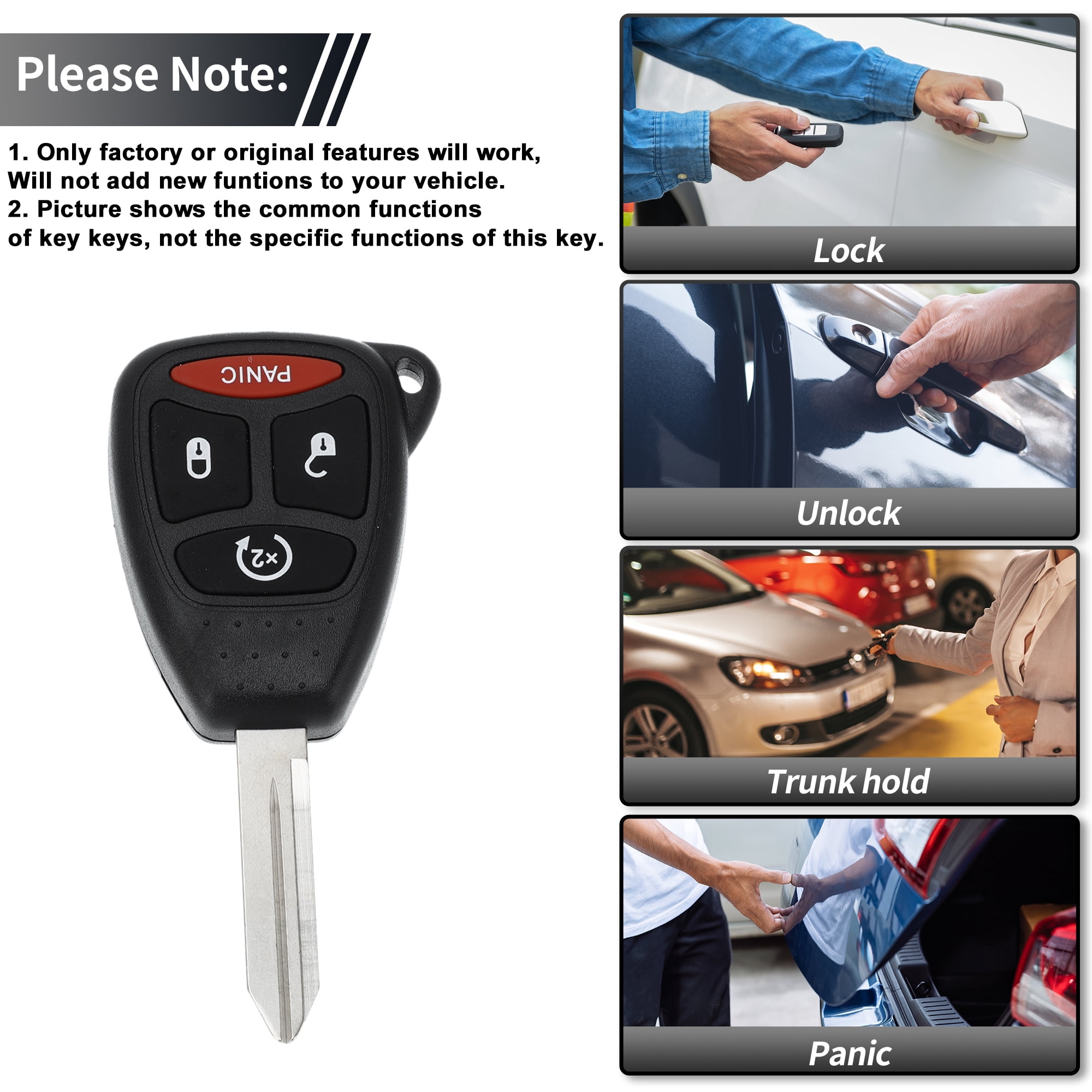 Key Programmer Tool Set with Keyless Entry Remote Key Fob for Dodge Dakota KOBDT04A 4 Button 315Mhz OBD2