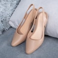 thumbnail image 5 of EKVAHL Women's Slingback Cutout Flats, Square Toe Closed Shoes, Low Block Heel Breathable Casual Dressy Office Daily Elegant Sandals White, 5 of 6