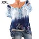 thumbnail image 1 of Qarigey Blusa Manga corta Camisa estampada Cuello en V Blusa suelta con cuello en V Mujer Top de verano Prendas para la parte del cuerpo Azul claro XXL Qarigey AP001925-61, 1 of 6