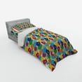 thumbnail image 3 of Floral Duvet Cover Set, Repetitive Colorful Hand Drawn Flowers Illustration, Bedding Set with Shams and Fitted Sheet, 3 Sizes, by Ambesonne, 3 of 3