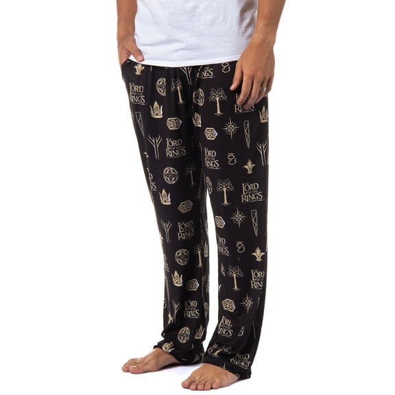 The Lord Of The Rings Mens' Tossed Print Movie Film Title Logo Pajama Pants