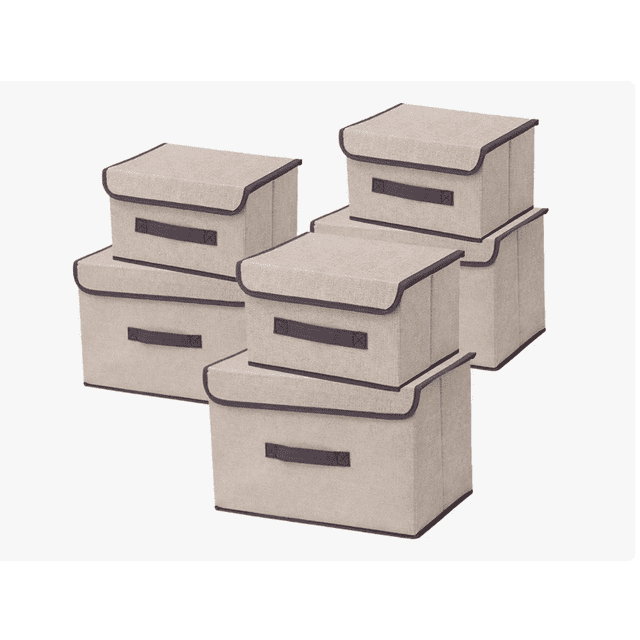 6 Unidades Cajas Organizadoras De Tela Plegables Con Tapas