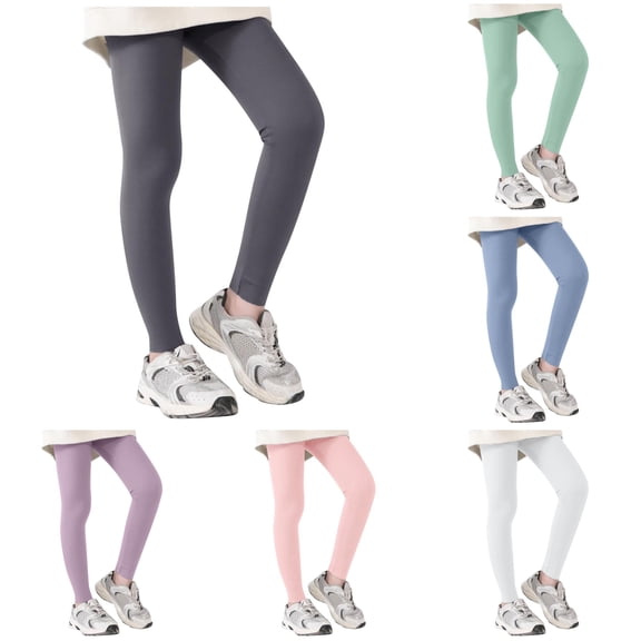 LIIPEE Solid Color Leggings For Girls Slim Fit Elastic Waist Straight Leg Trousers Kids Cute Comfortable Daily Casual Yoga Pants,3-4 Years