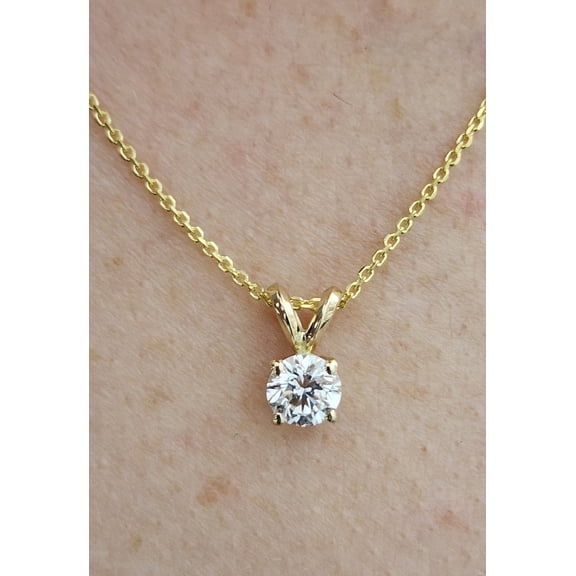 Bluebelljewels Moissanie Diamond Pendant 14K Yellow Gold Plated Silver Wedding Necklace for Bride