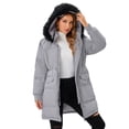 thumbnail image 4 of DODOING Women's Down Jackets and Coats Thickened Warm Jacket with Hood Mid Length Parkas Puffer Jackets Gray#2XL, 4 of 6