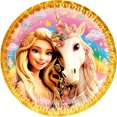 thumbnail image 1 of 24 Pz Plato De Cartón Premium Pastelero De Personajes Felicidades Unicornio, 1 of 4