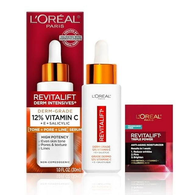 Sérum Revitalift de L'Oreal Paris con Vitamina C y E Ácido Salicílico Smoothing y Brightening