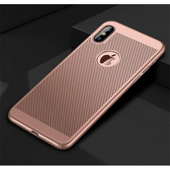 Heat Dissipation iPhone X Case (Rose Gold) Breathable Cooling Hollow Cellular Hole Full Camera Lens Protection Ultra Slim Cover