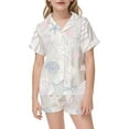 thumbnail image 2 of Girls Ocean Animal Print Satin Pajama Set Soft Breathable Toddler Sleepwear Comfortable Loungewear For Spring Summer Fall Seasons, 2 of 4