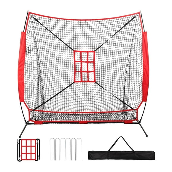 Red de béisbol de 83 x 83 pulgadas, ideal para entrenamiento profesional, lanzamiento de sóftbol, fildeo, césped, patio, parque de juegos.