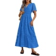 thumbnail image 1 of Vestido largo PRETTYGARDEN 2025, verano, cuello en V, ojales, azul, 1 of 8