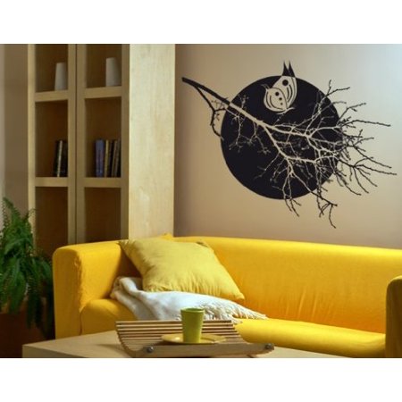 Full Moon Branch with Butterfly Wall Decal Wall Sticker Vinyl Wall Art Home Decor Wall Mural 2154 24in x 18in Violet
