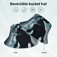 thumbnail image 3 of Vsdgher Moon Wolf Warrior Print Bucket Hat for Men&Women Bucket Hat Reversible Summer Double-Side-Wear Travel Gardening, Beach, Camping, Hiking, Fishing Cap, 3 of 5