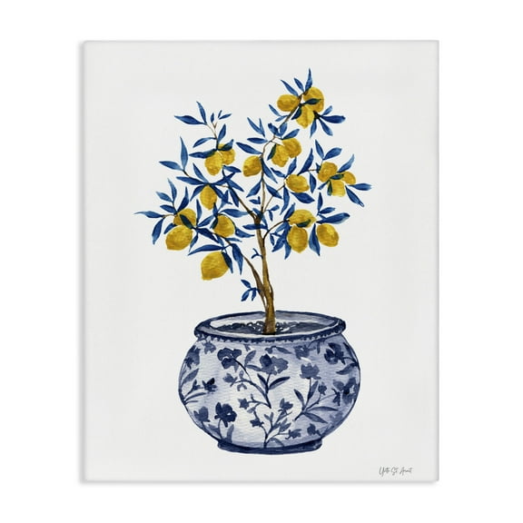 Stupell Industries Lemon Tree in Chinoiserie Food & Beverage Painting Gallery Wrapped Canvas Art Print Wall Art, 16 x 20