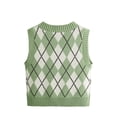 thumbnail image 2 of Jersey tipo chaleco SweatyRocks a cuadros con estampado geométrico, sin mangas, cuello en V, 2 of 5