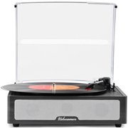 Udreamer Vinyl Record Player with Bluetooth, All In One 3-Speed Vintage Audio Turntables,Black