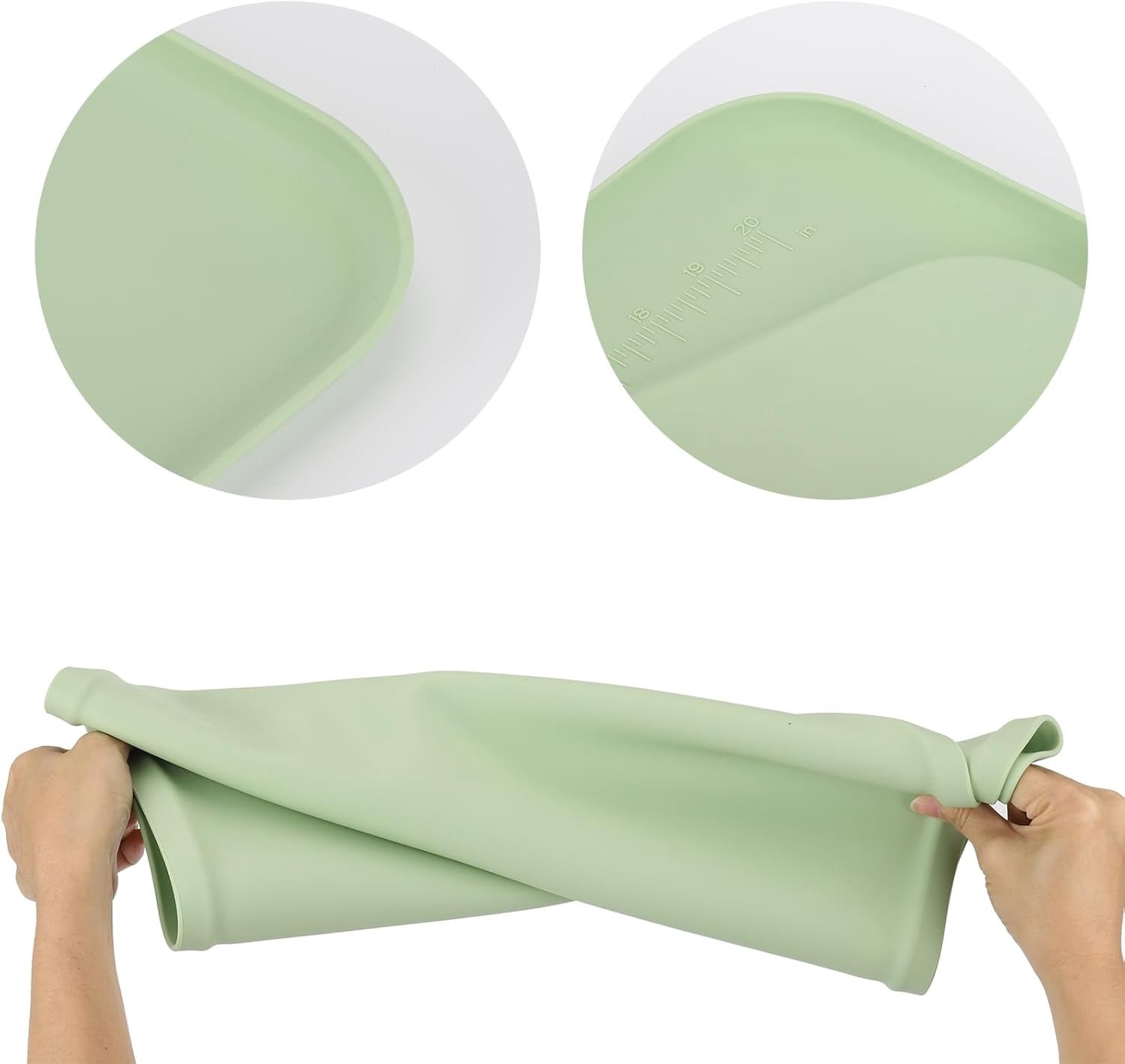 2Pcs Silicone Painting Mat with Raised Edge 24" x 16" Waterproof Non-Slip Silicone Craft Mat for Painting, Clay，Jewelry-Making，Green