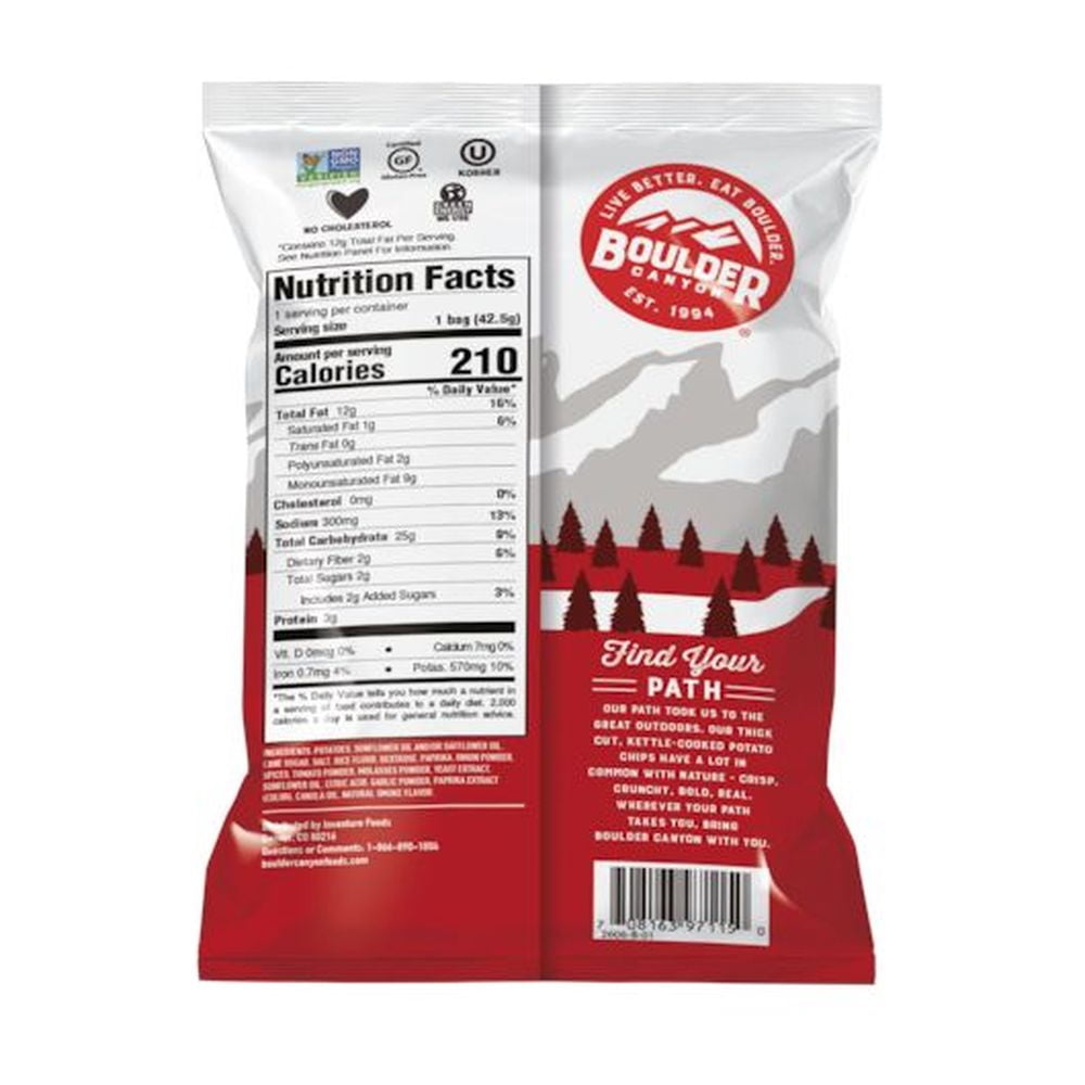Boulder Canyon Hickory Barbeque Potato Chips, 1.5 Ounce -- 55 per Case.