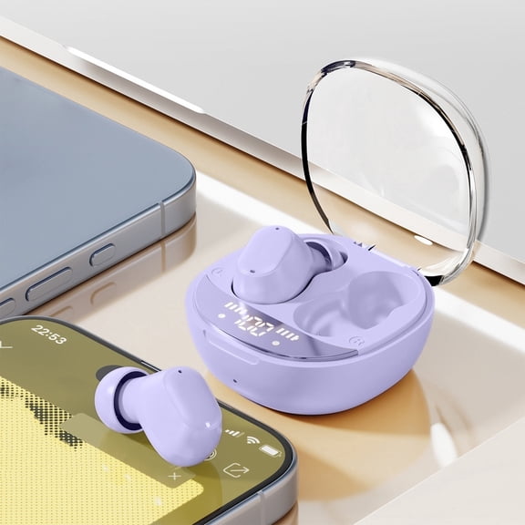Bluetooth Wireless Earbuds - In-Ear Ultra Long Range, Clear Sound Stable Connection, Long Battery for Workout Office Use, Purple