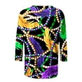 thumbnail image 5 of Outfmvch Chemises Mardi Gras pour Femmes, Manches 3/4 Hauts pour Femmes, Tenue Mardi Gras pour Femmes, Blouses pour Femmes, Hauts d'Entraînement pour Femmes, Tunique Graphique de Carnaval Manches 3/4 Col Rond Blouse Verte 2TG, 5 of 5
