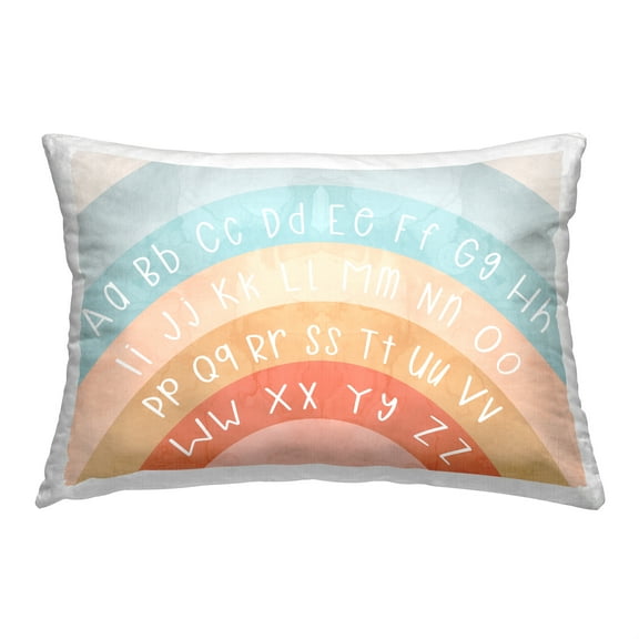 Stupell Industries Soft Rainbow Alphabet Decorative Printed Throw Pillow, 14 x 20