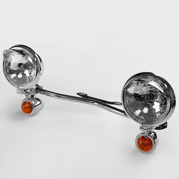 Krator Chrome Motorcycle Driving Passing Spotlight Light Bar & Turn Signals Cruiser