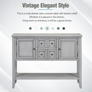 Console Table Buffet Sideboard, Upgraded Buffet Cabinet Sideboard with 4 Storage Drawers 2 Cabinets and Bottom Shelf, Wood Console Table Storage Cabinet for Dining Room Home, Antique Gray