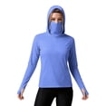 thumbnail image 5 of HappyYEE Women’s Upf 5+ Sun Shirts with Hooded Long Sleeve Thumb Sleeve Rash Guard Summer Outdoor Sun Protection Top with Face Mask Blue XL, 5 of 6