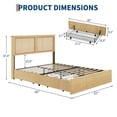 thumbnail image 2 of Rattan Queen Bed Frame– Platform Bed Frame with Rattan Headboard & LED Lights, Under Bed Storage, Wooden Legs Support, Noise-Free, No Box Spring Needed, 2 of 9