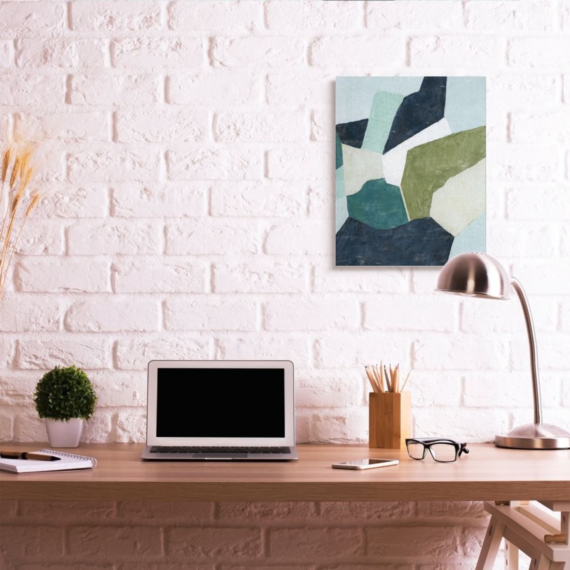 Stupell Industries Abstract Dynamic Infused Shapes Blue Green Beige Design by Grace Popp, 24" x 30"