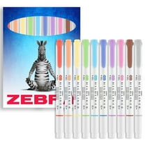 ZEBRA Mildliner Creative Marker Highlighter Pens - Double Ended - Chisel/Bullet Nib - Set of 10 - Essentials