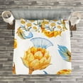 thumbnail image 3 of Ambesonne Artichoke Quilted Bedspread Set 3 Pcs, Watercolor Vegetables, King Size, Earth Yellow Sky Blue, 3 of 3
