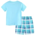 thumbnail image 4 of UngA Toddler Boys Summer Clothes 2T 3T 4T 5T Kids Truck Embroidery Short Sleeve T-Shirt Tops and Plaid Shorts Set Toddler Boy Outfits (Sky Blue,4-5 Years), 4 of 6