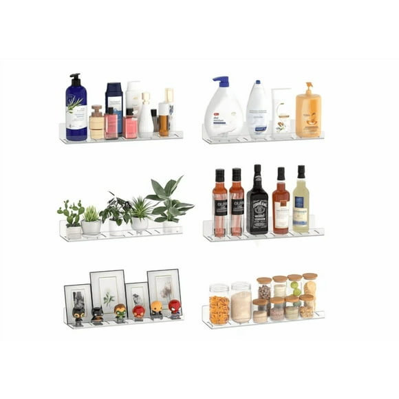 Repisas Xtellar Flotantes Estantes Flotantes De Acrílico 6 Piezas Minimalistas Flotantes Transparente