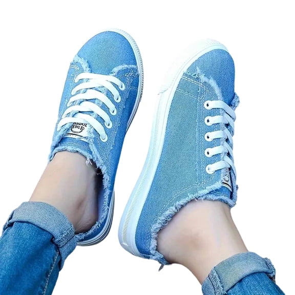 Canvas Shoes Women's Fashion Sneaker Comfortable Casual Tennis Shoes Low Top Walking Shoes Blue 38