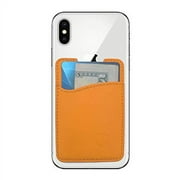 Leather Phone Card Holder Stick On Wallet for iPhone and Android Smartphones by Wallaroo (Marigold)