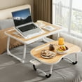 thumbnail image 2 of Portable Laptop Bed Table with Cup Holder & Multifunctional Tray - Foldable Bedside Desk with Tablet Card Slot, Sturdy A-Frame Design, Reading, Writing on Bed, Sofa, Floor, 2 of 7