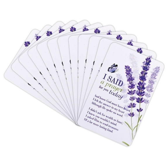 Dicksons Lavender Flowers - I Said A Prayer for You Today, White/Purple 3.8 x 2.5 Inch Laminated Cardstock Pocket Card Bookmark; Pack of 12