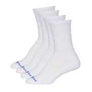 MediPEDS Women's Diabetic Extra Wide Crew Socks with Coolmax, 4 Pack Shoe Size: 6-10 White