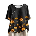 thumbnail image 1 of Tops de Lino para Mujeres Imprimir Suéter Cuello Redondo Manga Corta Superior Poliéster, Blusa de Moda Casual para la Primavera Y el Verano, 1 of 5
