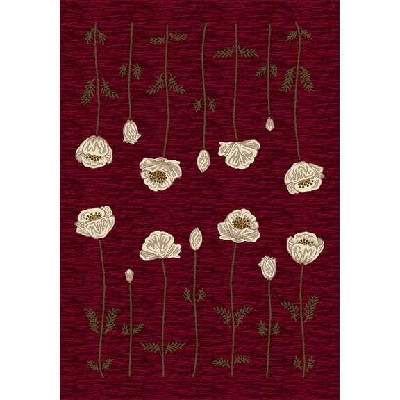 Milliken Innovations Area Rug POPPY GARNET Poppy Garnet Bulbs Vines 2' 1" x 7' 8" Runner
