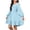 Light Blue, variant on Girls Long Sleeve Light Blue Dress A-Line Ruffle Square Neck Bow Back Casual Party Formal Church Dresses for Kids Polyester Ages 6-12,Size 4-5T