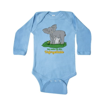 

Inktastic You Make My Life Unforgettable with Elephant Family Gift Baby Boy or Baby Girl Long Sleeve Bodysuit