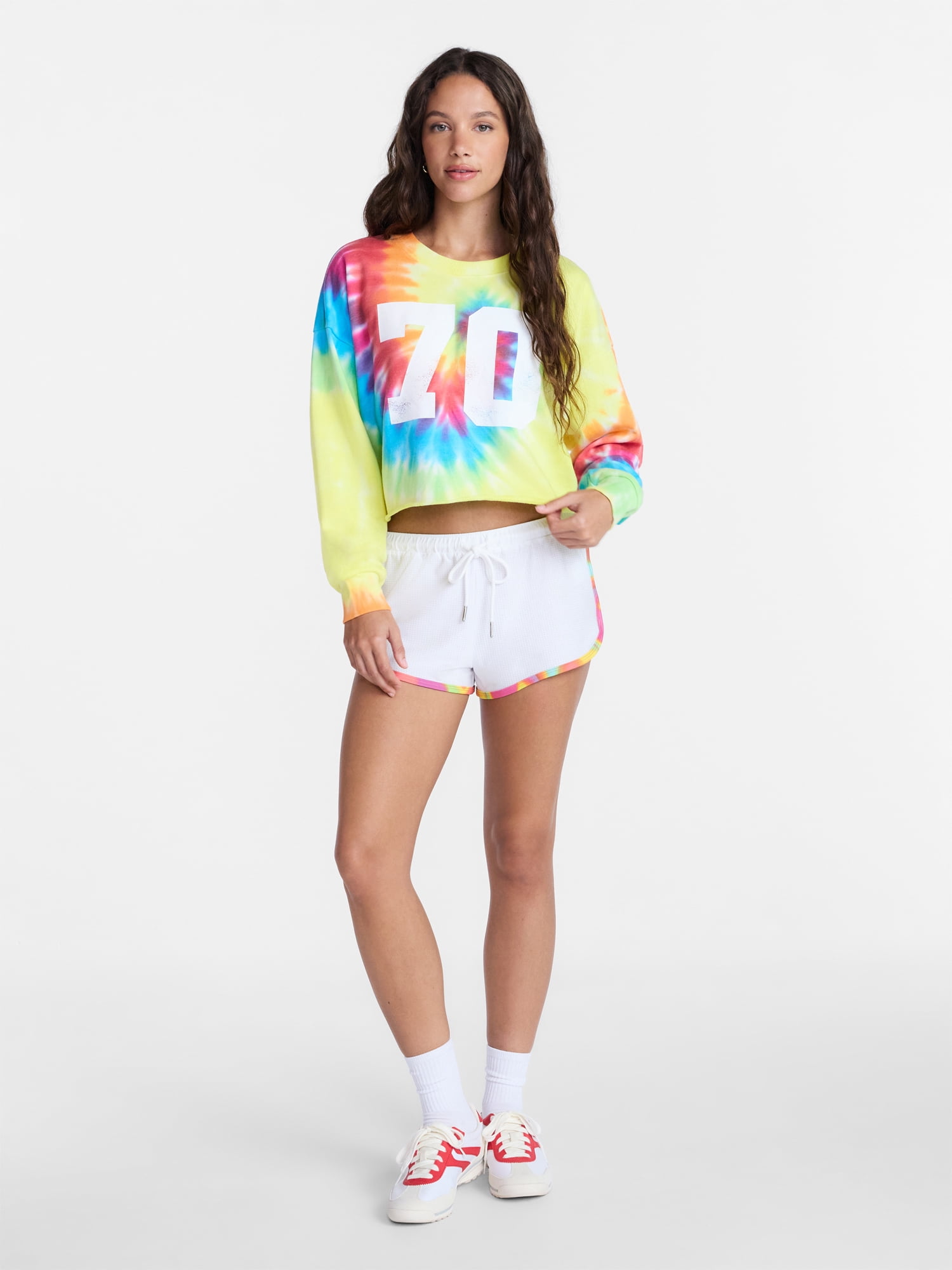 No Boundaries Pride Graphic Washed Cropped Crewneck Sweatshirt, Women's XXS-XL