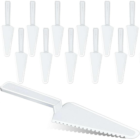12 Pcs Disposable Plastic Cake Cutter Cake Pie Server Cutter Slicer Pizza Pastry Slicer for Kitchen Wedding Buffet
