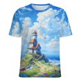 thumbnail image 5 of Lighthouse Coast Scenery Women's T-Shirt Short Sleeve T Shirts Tops Tee Ladies Loose T, 5 of 6