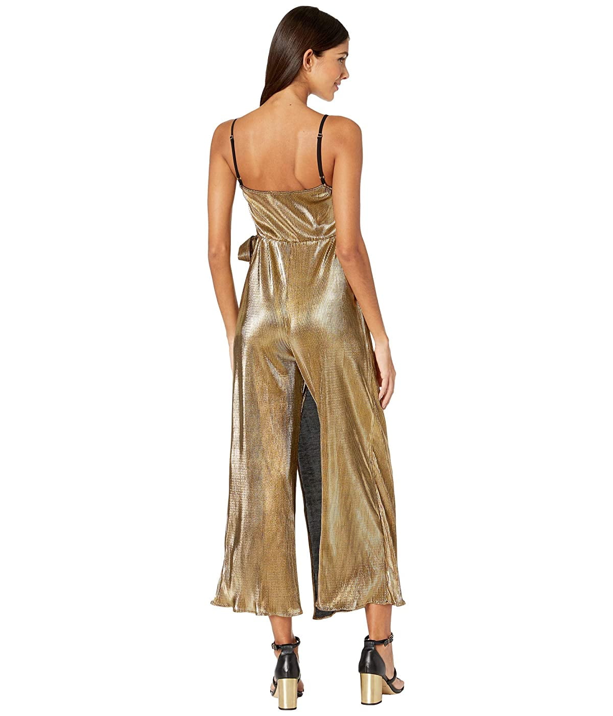 gold pleated jumpsuit