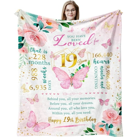 LHSHID Birthday Gifts for 19 Year Old Female Throw Blanket Best Birthday Gifts for 19 Year Old Girls 19th Birthday Gifts for Girls 19 Year Old Girl Birthday Gifts Ideas 30 x40