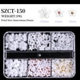 thumbnail image 3 of JTWEEN 3D Flower Nail Art Charms, 6 Grids 3D Acrylic Nail Flowers Rhinestone Light White Cherry Blossom Acrylic Nail Art Supplies with Pearls Manicure DIY Nail Decorations, 3 of 9